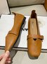 Women's Pu Plain Buckle Slip On Flat Shoes