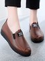 Faux Leather Casual Vintage Letter Panel Soft Sole Loafers