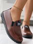 Faux Leather Casual Vintage Letter Panel Soft Sole Loafers