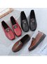 Faux Leather Casual Vintage Letter Panel Soft Sole Loafers