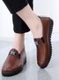 Faux Leather Casual Vintage Letter Panel Soft Sole Loafers