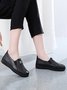 Faux Leather Casual Vintage Letter Panel Soft Sole Loafers