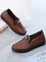 Faux Leather Casual Vintage Letter Panel Soft Sole Loafers
