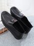 Faux Leather Casual Vintage Letter Panel Soft Sole Loafers