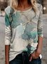 Women Cotton-Blend Ombre Casual  long sleeve T-Shirt