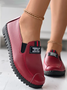 Faux Leather Casual Vintage Letter Panel Soft Sole Loafers