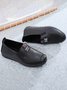 Faux Leather Casual Vintage Letter Panel Soft Sole Loafers