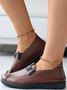 Faux Leather Casual Vintage Letter Panel Soft Sole Loafers