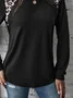Women's Long Sleeve Tee T-shirt Spring/Fall Color Block Lace Jersey Crew Neck Daily Going Out Casual Top