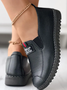 Faux Leather Casual Vintage Letter Panel Soft Sole Loafers
