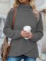 Women Casual Long Sleeve Half Turtleneck Plush Sweatshirt