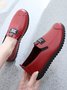 Faux Leather Casual Vintage Letter Panel Soft Sole Loafers