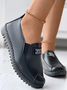 Faux Leather Casual Vintage Letter Panel Soft Sole Loafers