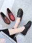 Faux Leather Casual Vintage Letter Panel Soft Sole Loafers