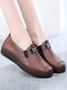 Faux Leather Casual Vintage Letter Panel Soft Sole Loafers