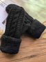 Twist Pattern Plush Woven Full Cover Gloves Autumn Winter Warmth Thickening Accessories