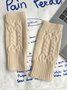 Casual Twist Pattern Wool Half Finger Gloves Autumn Winter Warm Accessories