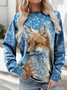 Casual Snowflake Fox Loose Knit Sweatshirt