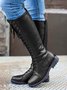 Comfortable Moccasin Upper Zip Block Heel Boots