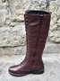Comfortable Moccasin Upper Zip Block Heel Boots