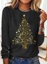 Women's Long Sleeve Blouse Spring/Fall Text Letters Cotton-Blend Crew Neck Daily Going Out Casual Top