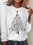 Women's Long Sleeve Blouse Spring/Fall Text Letters Cotton-Blend Crew Neck Daily Going Out Casual Top