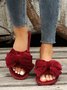Casual Bow Decor Plain Velvet Living Room Slippers