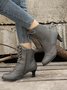 Plus Size Lace-Up Decor Side Zip Spool Heel Boots