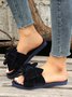 Casual Bow Decor Plain Velvet Living Room Slippers