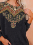 Crew Neck Loose Vintage Ethnic Sweatshirt