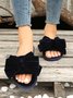 Casual Bow Decor Plain Velvet Living Room Slippers