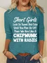 Women Text Letters Long Sleeve Blouse Spring/Fall Crew Neck Daily Simple Top