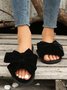 Casual Bow Decor Plain Velvet Living Room Slippers