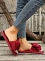 Casual Bow Decor Plain Velvet Living Room Slippers