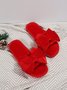 Casual Bow Decor Plain Velvet Living Room Slippers