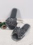 Casual Bow Decor Plain Velvet Living Room Slippers