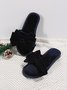 Casual Bow Decor Plain Velvet Living Room Slippers