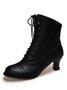 Plus Size Lace-Up Decor Side Zip Spool Heel Boots