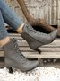 Plus Size Lace-Up Decor Side Zip Spool Heel Boots