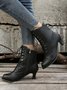 Plus Size Lace-Up Decor Side Zip Spool Heel Boots