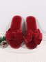 Casual Bow Decor Plain Velvet Living Room Slippers