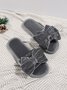 Casual Bow Decor Plain Velvet Living Room Slippers