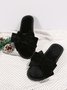 Casual Bow Decor Plain Velvet Living Room Slippers