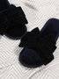 Casual Bow Decor Plain Velvet Living Room Slippers