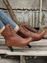 Plus Size Lace-Up Decor Side Zip Spool Heel Boots
