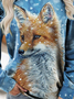 Casual Snowflake Fox Loose Knit Sweatshirt