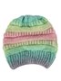Gradient Stripe Pattern Cotton Beanie Hat Fall Winter Warming Accessory