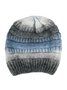 Gradient Stripe Pattern Cotton Beanie Hat Fall Winter Warming Accessory