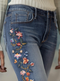 Regular Fit Floral Denim Casual Jeans