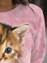 Funny And Cute Cat Round Neck Loose Sweater